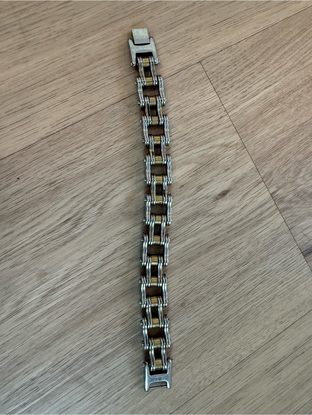 Men's Two-Tone Chain Link Bracelet - Silver & Gold Stainless Steel